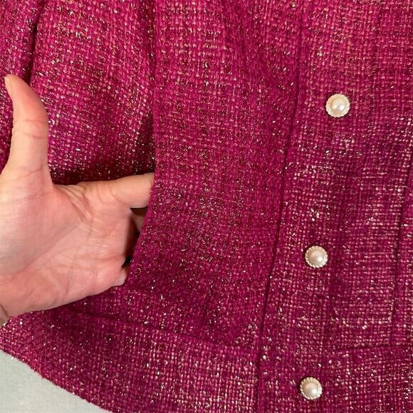 Chico's Jacket Women Size 12/14 Tweed Full Zip Glam Buttons Pockets Classic - Picture 7 of 16